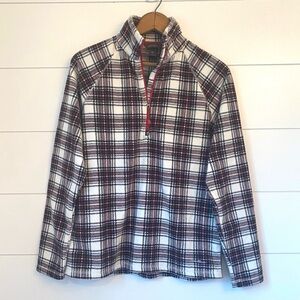 Like new Eddie Bauer Fleece Pullover 1/4 zipped, plaid sweatshirt (size small)